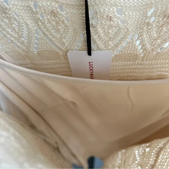 Lucky Brand Boho Chic Crochet Knit Tank Dress w/ Slip Lining / Sand Dollar / Med - Picture 5 of 7